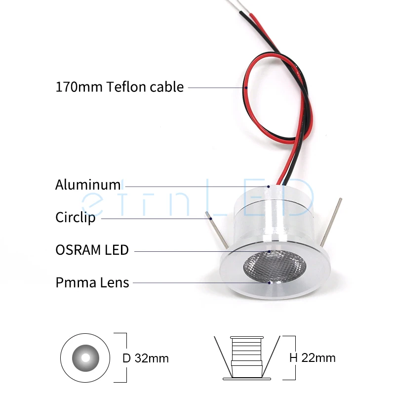 EtrnLED 야외 방수 LED 사우나 램프, 12V 볼트 미니 스포트라이트, 매입형 천장 초점 욕실 주방 쇼케이스, IP65, 1W