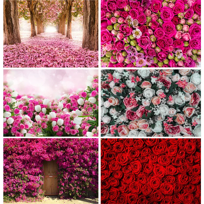 Valentine's Day Rose Flower Photography Background Birthday Party Wedding Child Portrait Photo Backdrop Studio 210314RAI-01