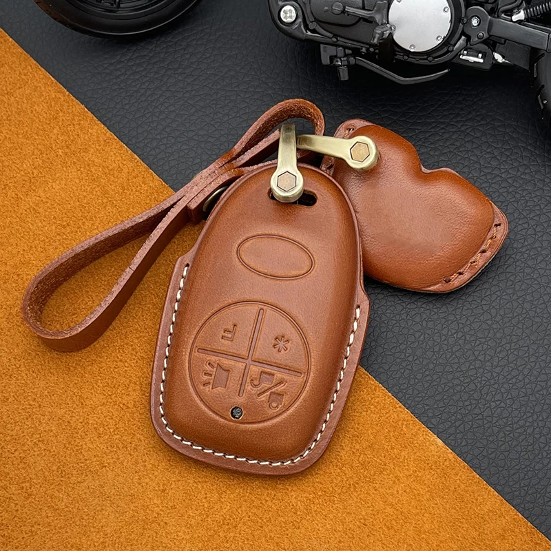 Smart Key Genuine Leather Case Fob Cover Kit For Vespa GTS300 Motorcycles Keychains