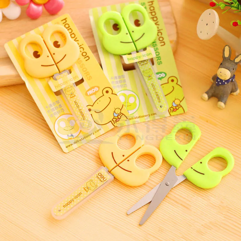 Creative Stationery Frog Scissors Small Artistic mini craft Scissors 6031 with Condom Kids DIY Tools Stationery Office Supplies