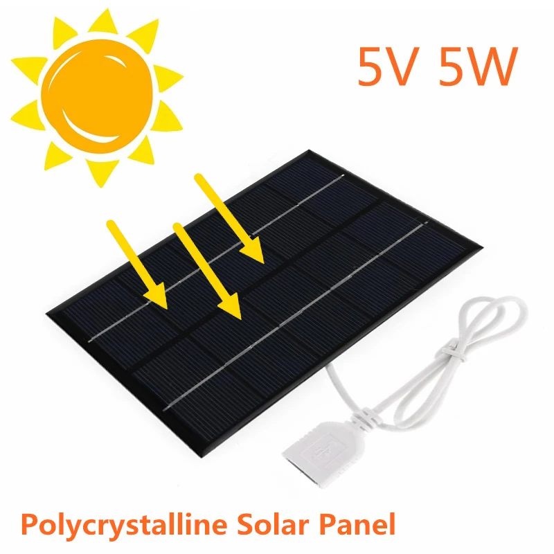 Outdoor USB Solar Panel Portable Solar Charger Pane Climbing Fast Charger Polysilicon Travel DIY Solar Charger Generator 5W 5V