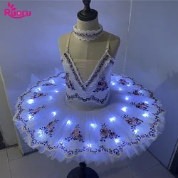 Ruoru Tutu Ballet Led Light Ballerina Pancake Tutu for Girl Women Adult Child Flower Ballet Dress Kids Dance Costumes Tutu Led