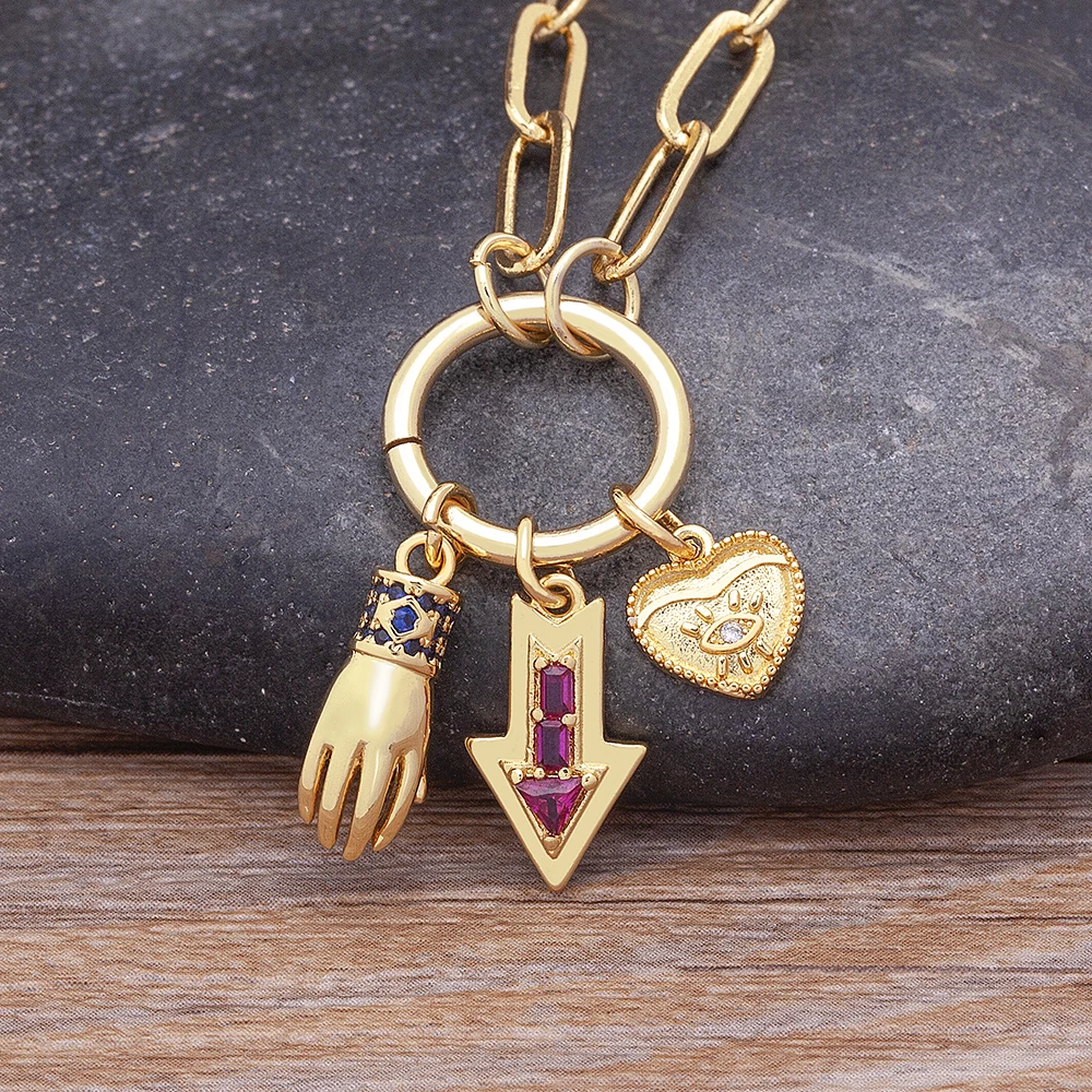 Evil Eye and Heart Red Indicator Arrow Hand Shape Pendant for Women Choker Goth Aesthetic Boho Vintage Collier Femme Jewelry