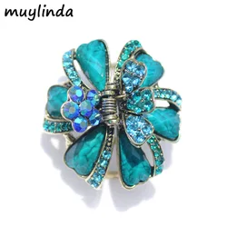 Vintage Rhinestone Hair Claws Hair Clip Antique Bronze Plating Classic Hair Accessories For Women