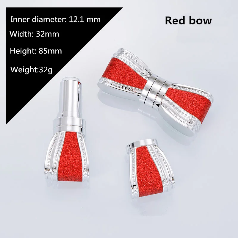 New Spot Shiny Leather Lipstick Tube Bow -Shaped Empty Lip Balm Container Lipstick Case 12.1 Empty Refillable cosmetics contmm
