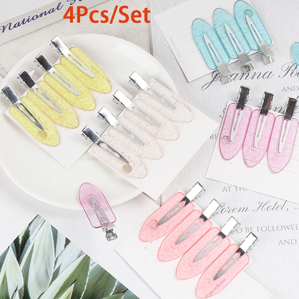 4pcs Seamless Hairdress No Bend Hair Clips Barrettes, No Mark Pin Curl Clip, Makeup No Crease Hair Clip, Hair Styling Bang Clips