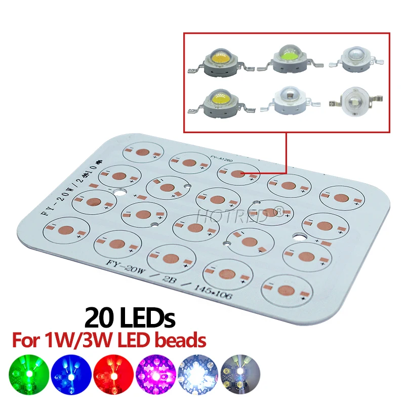 LED Aluminum PCB Board Base Plate Substrate For 1W 3W 20W 50W 60W Leds Chip Beads 145*106mm Radiator DIY For Lamp Flood Light