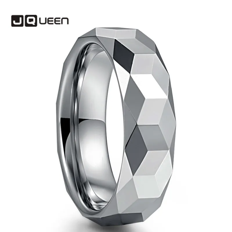 New Fashion Hot Men\'s Tungsten Carbide Rings 6MM Rhombus Polished Silver Color Rings for Male Jewelry Comfort Fit Size