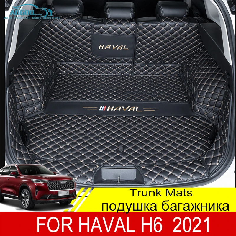 

Кожаные прочные коврики для багажника Haval H6 2022 2023, коврики для багажника, аксессуары для украшения заднего интерьера, полные чехлы