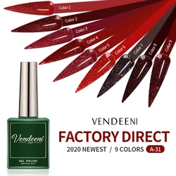 Vendeeni Red Glitter Series Gel Nail Polish Shiny Sequins Gel Lacquer Semi Permanent UV Soak Off Nail Art Gel Varnish 15ml
