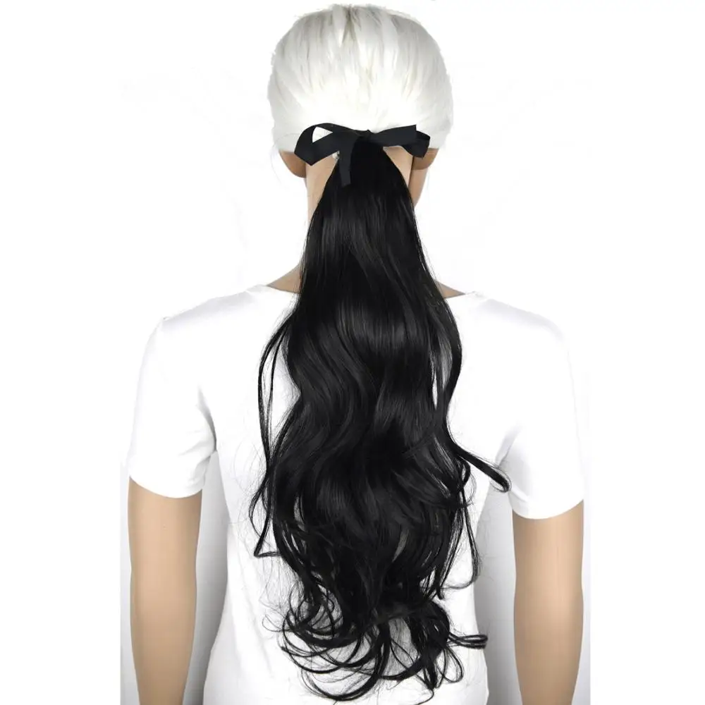 Heat Resistant Synthetic 90gr Wavy Clip in Ribbon Ponytail Extensions 1008