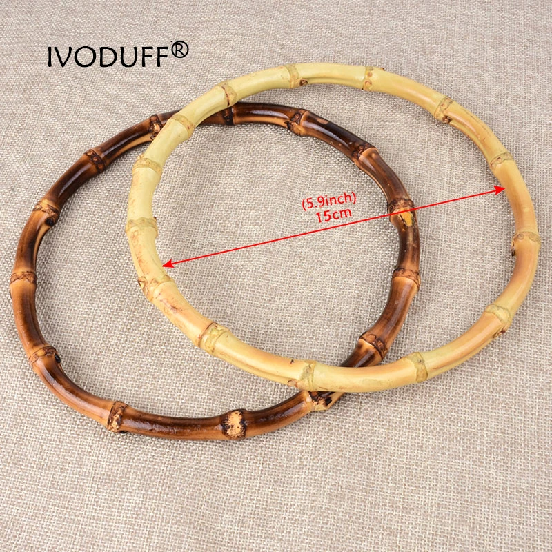 Bamboo Handle Round Shape 150mm, DIY Craft Handbag, Purse Handle Natural Bamboo Material