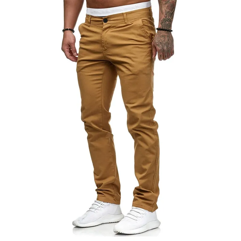 Men's Pants Casual Active Cotton Daily Wear Jogger Chinos Pants Solid Colored Full Length Classic Zipper Vintage White Black Red