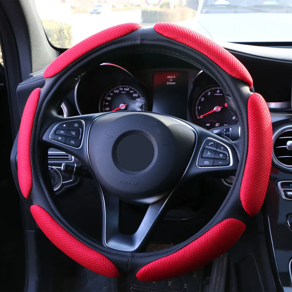 Car Steering Wheel Cover Mesh Breathable Automobile Steering-Wheel Braid Protector Auto Steering Cover For Car Styling