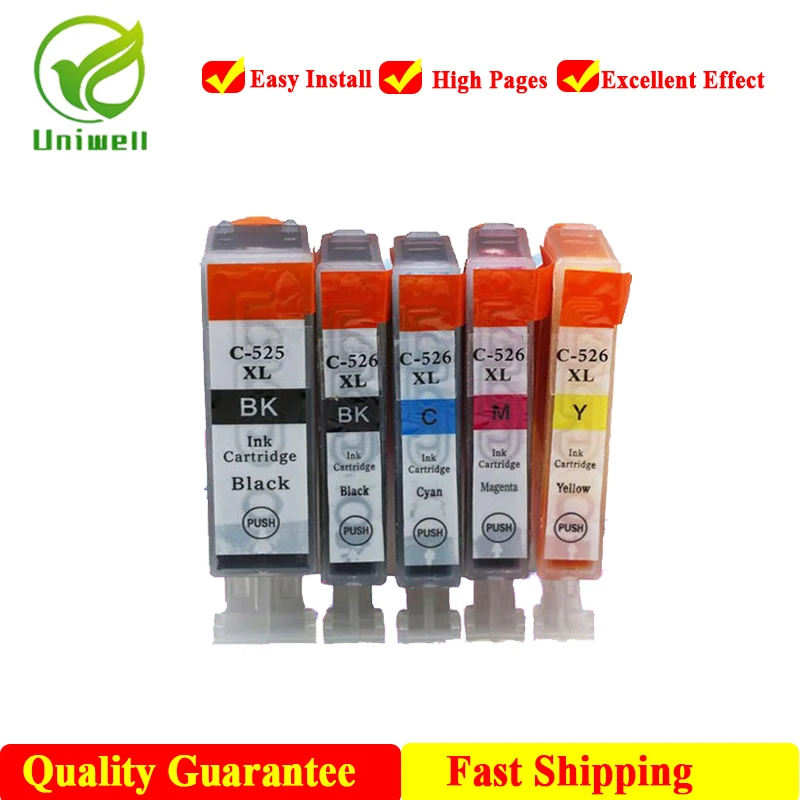 Uniwell PGI-525 CLI-526 Compatible Ink cartridge for Canon PGI525 iP4850 iP4950 MG5150 MG5250 MG6150 MG8150 MX885 MG5350 Printer