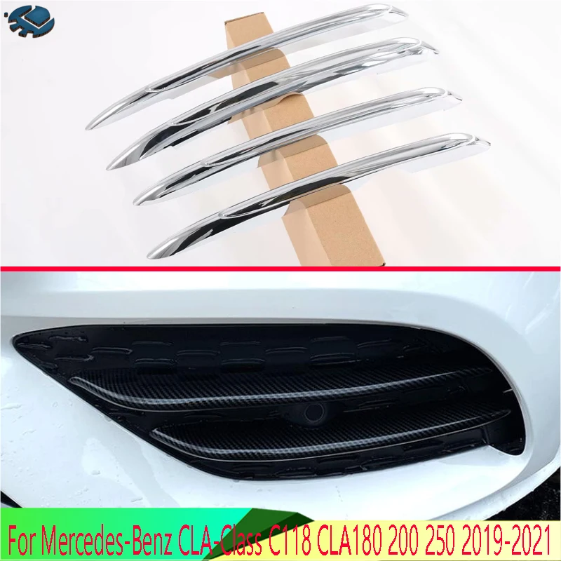 For Mercedes-Benz CLA-Class C118 CLA180 200 250 2019-2021 ABS Front Fog Light Lamp Cover Trim Molding Bezel Garnish