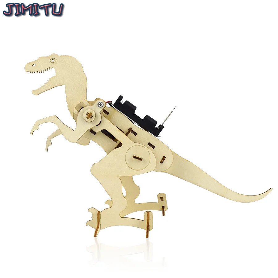 DIY Electric T Rex Model Kits Toys for Boys Wooden Dinosaur Robot Assembly Puzzle Educational Toy Experiment Kits Models Gifts