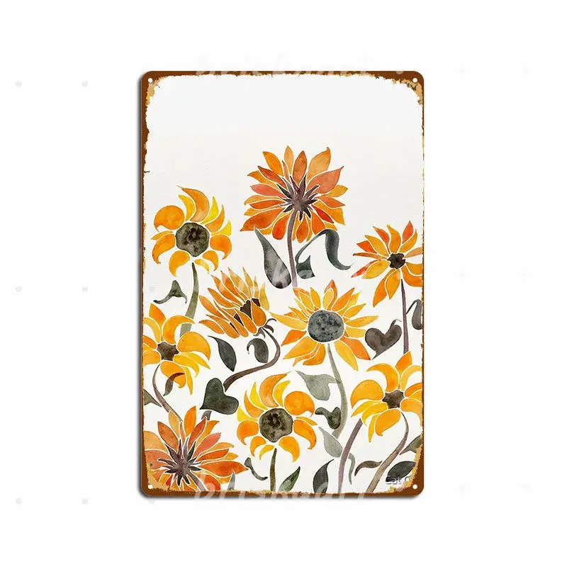 

Sunflower Watercolor Metal Signs Wall Pub Decoration Club Bar Wall Plaque Metal Posters