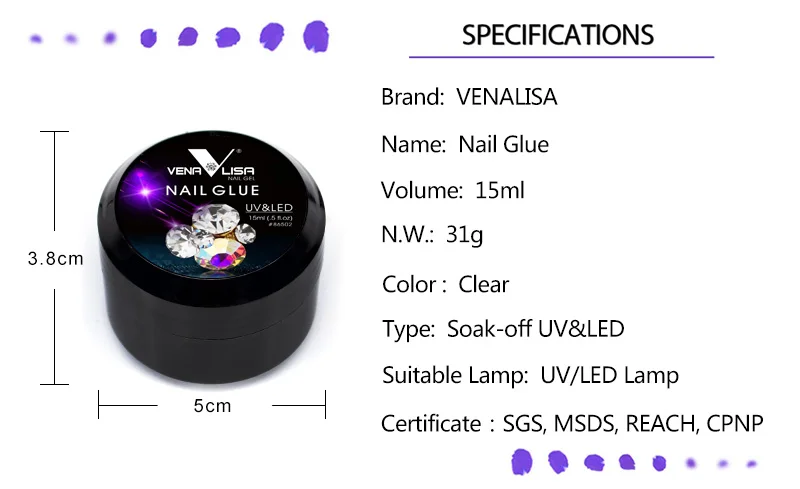 Venalisa Factory Lieferant Diamond Sticky Gel Super Texture Transparent Clear Color Diamond Decoration Stick Nowipe Nagelkleber – Detail 1