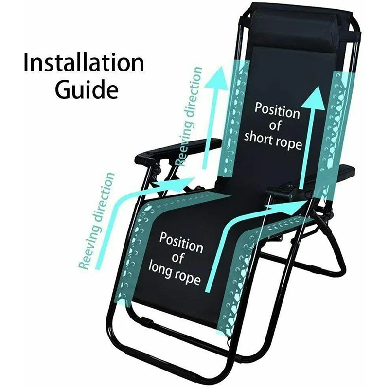 Espreguiçadeira de cordão elástico, Zero Gravity Reclining Garden Furniture, Cadeiras ao ar livre Corda, Corda estável, 4pcs