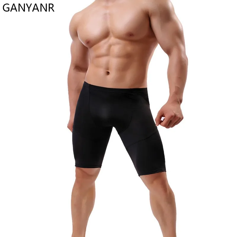 GANYANR Men Running Tights Compression shorts Leggings Gym Sportswear Fitness Sexy Basketball Sport Yoga quick dry workout pouch