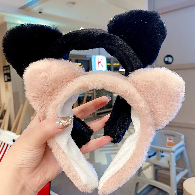 

3 Colors Female Wash Face Headband Cosplay Cat Ears Hair Hoop Cute Girl Wide Plush Anime Hair Band Hair Accessories