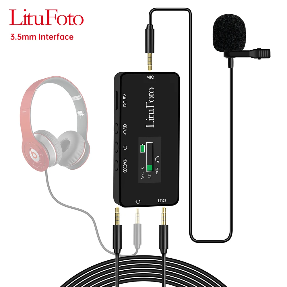 LituFoto VV18 3.5mm Interface Wired Digital Lavalier Microphone For Connect To Computer, Iphone, Ipad Live Recording Microfone