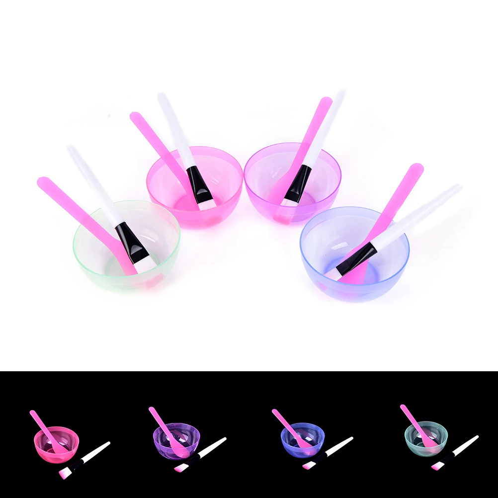 3PCS DIY Face Mask Tool Set Mask Bowl Brush Spoon Stick Face Skin Care Make Mask Set 4 Colors New