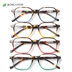 Boncamor Reading Glasses Spring Hinged Rectangular Frame Men and Women Prebyopia Optical Eyeglasses Diopter +1.0+2.0+5.0+6.0