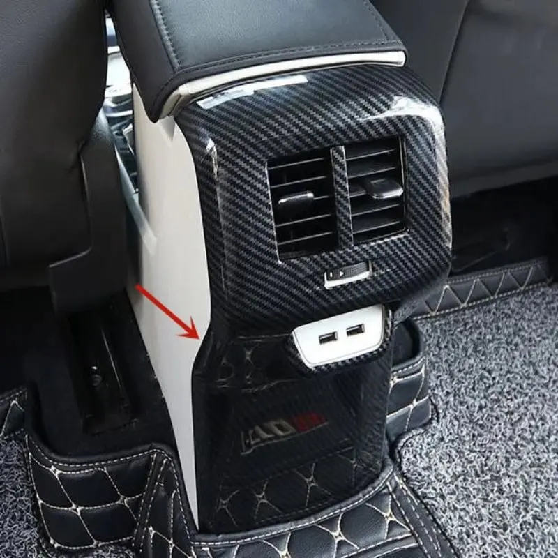 For Volkswagen VW T-cross Tcross 2019 2020 2021 carbonfiber  Rear Air Conditioning Outlet Vent Frame Sticker Car Accessories