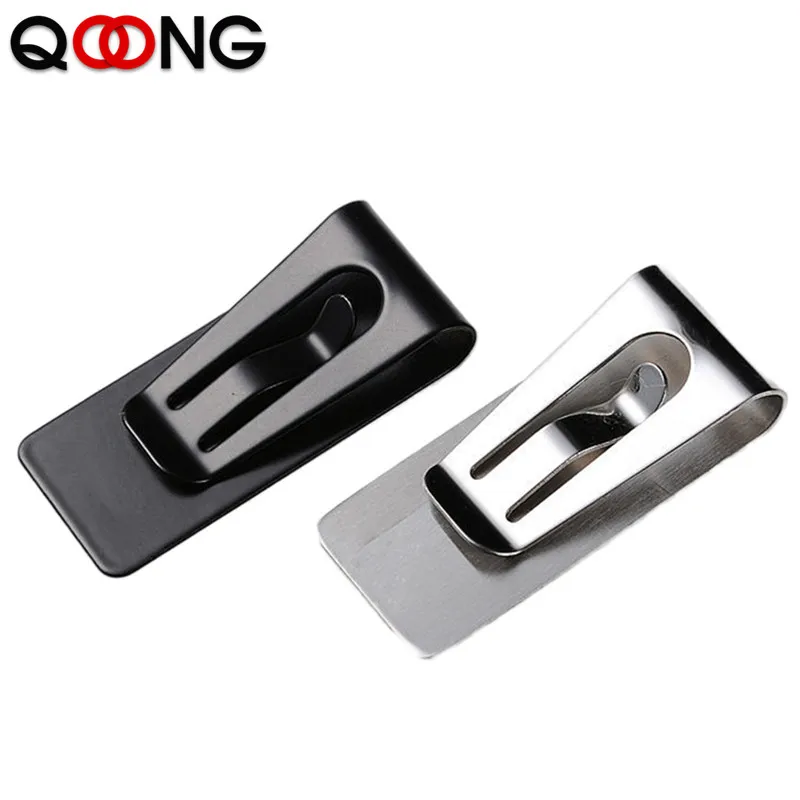 QOONG Custom Lettering Stainless Steel Men Women Money Clip Wallet Metal Credit Card Money Holder Bill Steel Clip Clamp QZ40-004