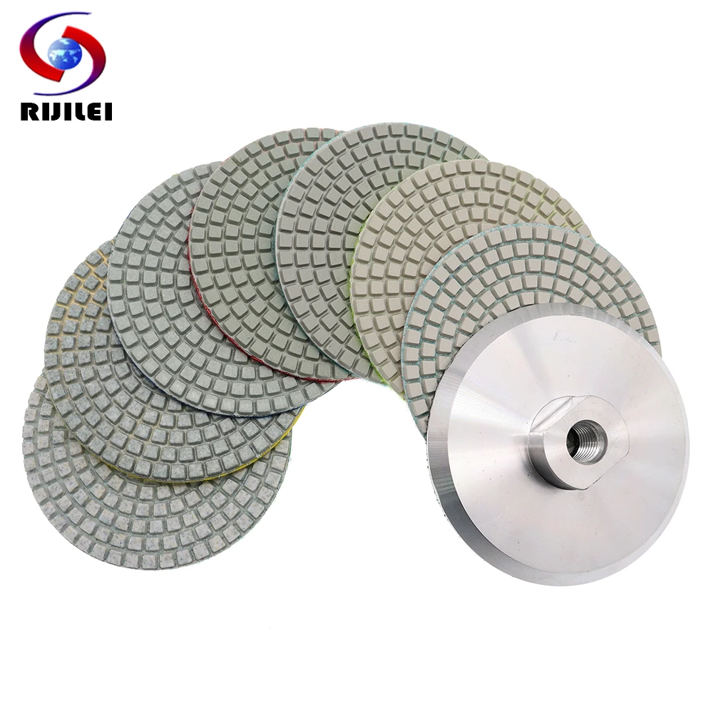 7PCS Super 4Inchs Diamond Wet Polishing Pads White Flexible 100mm Grinding Wheels For Granite Marble Stone Sanding Disc