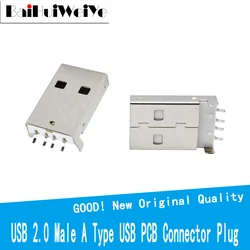 10PCS/Lot USB 2.0 Male A Type USB PCB Connector Plug 180 Degree SMT Male USB Connectors 4Pins SMD