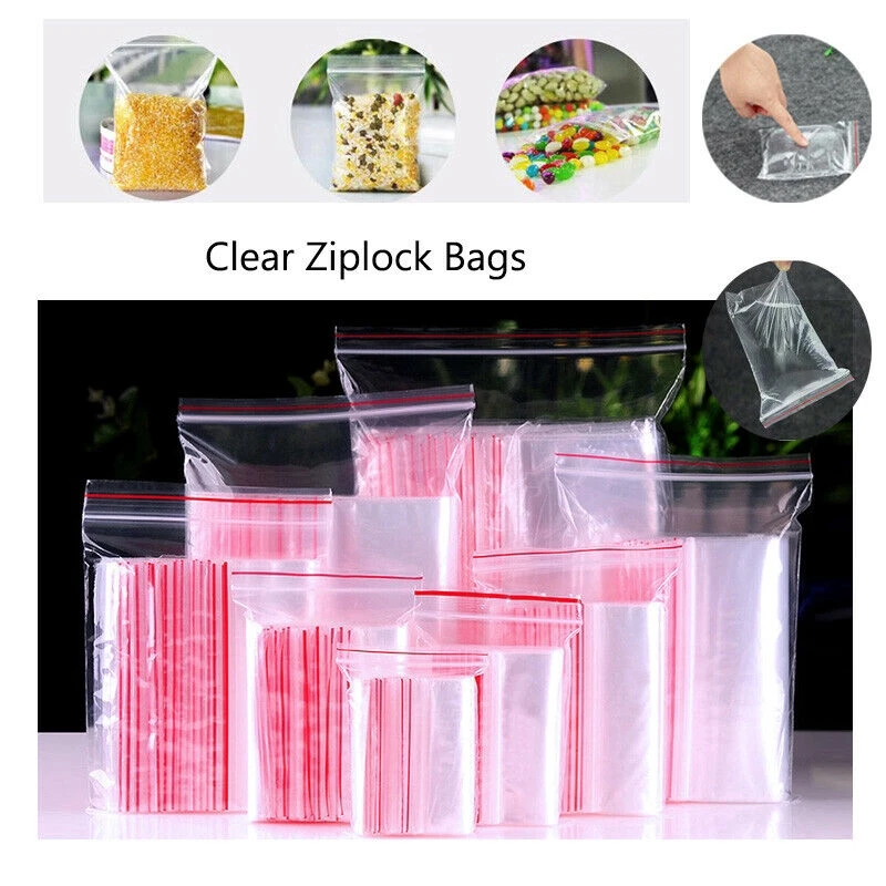 100pcs/pack Resealable Zip Lock Plastic Bags Transparent Zip Lock Bags Jewelry Candy Cookie Packaging Bag Plastic Poly Bags