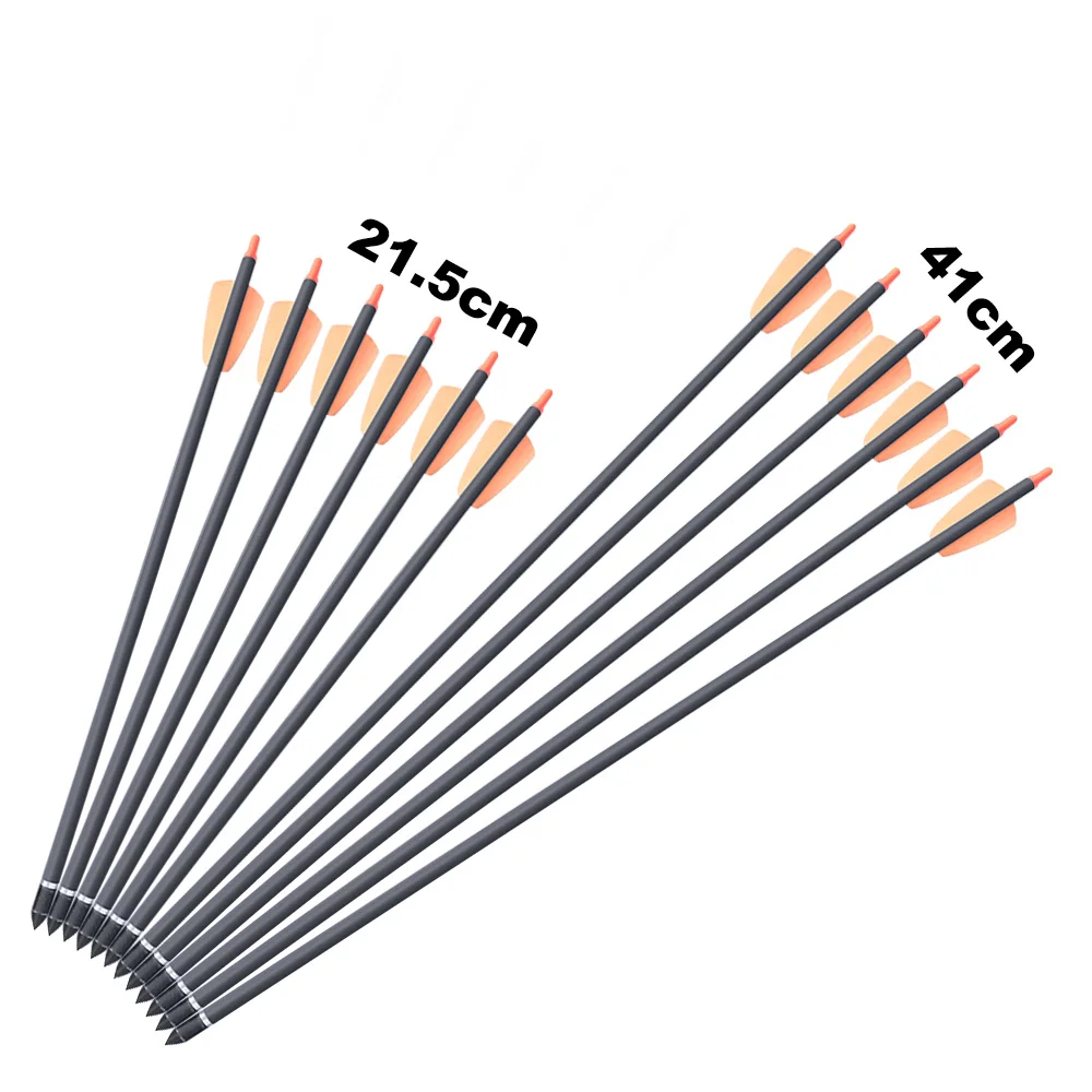 7.5/15 Inches Pure Carbon Shaft Short Crossbow Arrow Spine 350 Diameter 7.5mm 2 Feathers for Archery Hunting Shooting