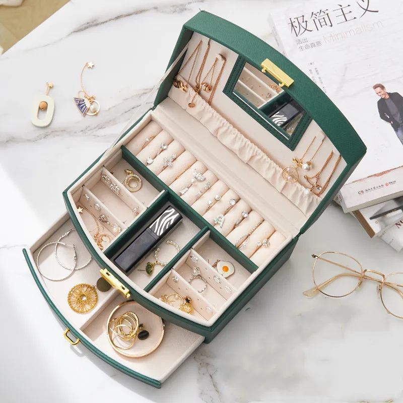 Fashion Design Leather Jewelry Box Jewelry Case Jewelry Package Storage Large Space Jewelry Ring Necklace Bracelet Hot Selling