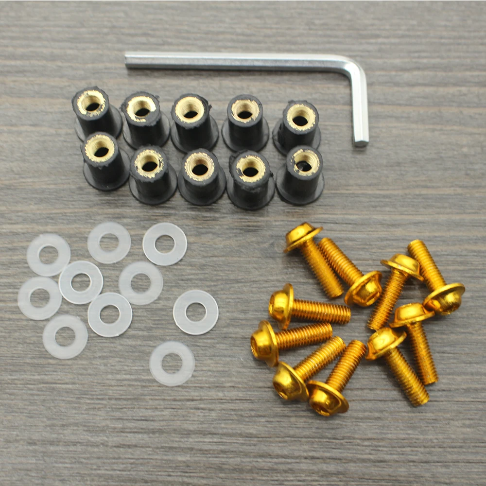 Fotografia 3: Kits de parafusos para para-brisa de motocicleta, 10 tamanhos de 5mm, universal, para kawasaki honda e yamaha