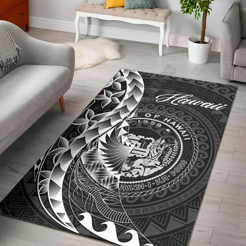 

Hawaii Area Rug Polynesian Printed Anti-slip Large Rug Carpet Home Decoration Living Flannel Print Bedroom Non-slip Floor Rug