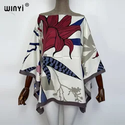 WINYI New Printed Middle East 2021  Bohemian summer Beach top clothes Batwing Sleeve abaya twill top dresses for women WINYI