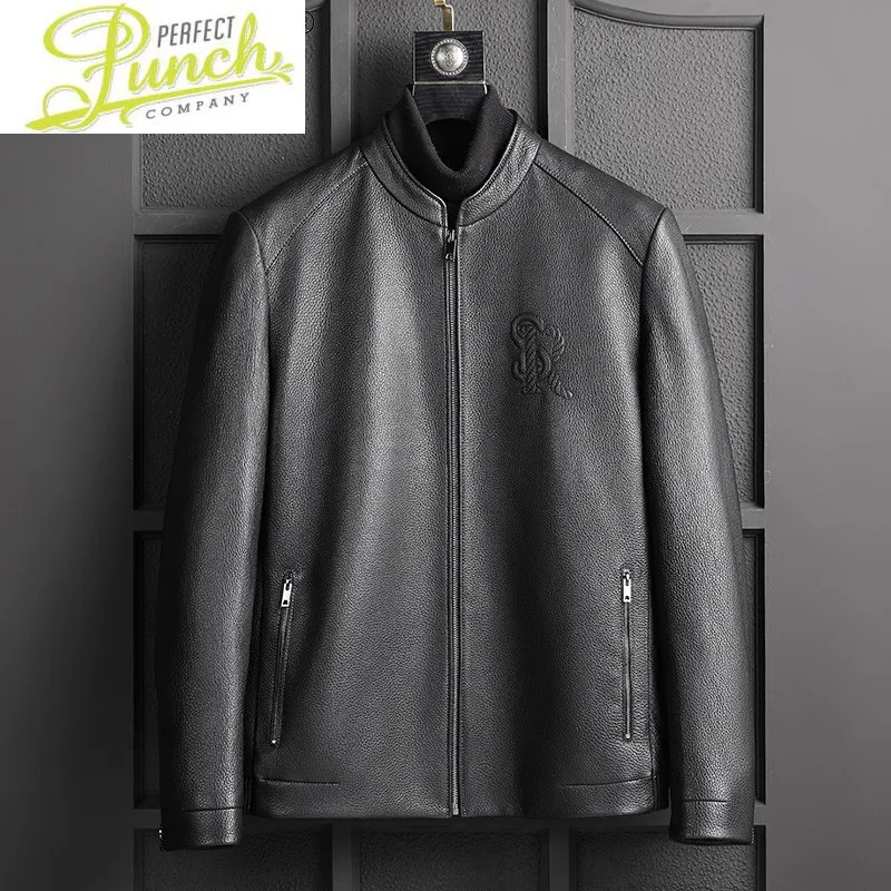 

Short Men's Deerskin Leather Jacket Men Motorcycle Jackets Autumn Coat Male Korean Style Clothes Ropa Hombre LXR229