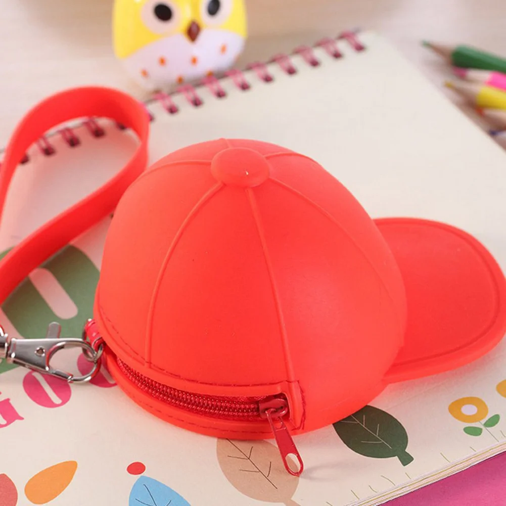 Cute Mini Coin Case Creative Baseball Cap Change Purse Silicone Zipped Wallet Cartoon Candy Color Handbag Waterproof Clutches