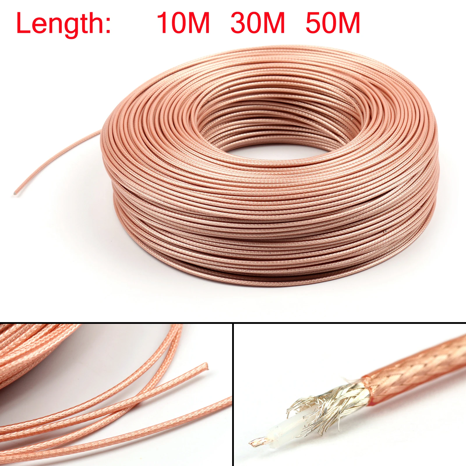 

Artudatech 10m/30m/50m RG179 RF Coaxial Cable Connector 75ohm M17/94 RG-179 Coax Pigtail 32ft/98ft/164ft