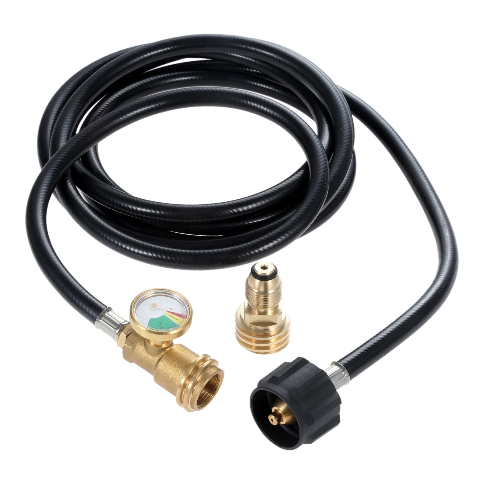 

12 Feet Propane Hose with Gauge Tank Adapter Converts POL LP Tank to QCC1 for Gas Grill Stove and More Propane Appliances