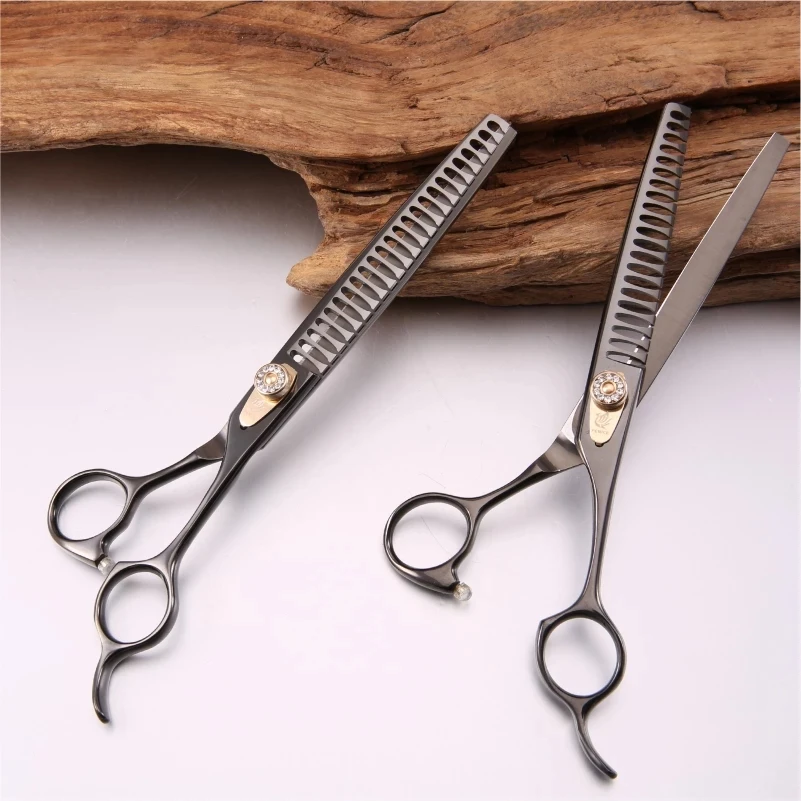 Fenice Professionele JP440c 7 Inch 7.5 Inch Titanium Gecoat Pet Dog Grooming Chunker Dunner Shears Schaar