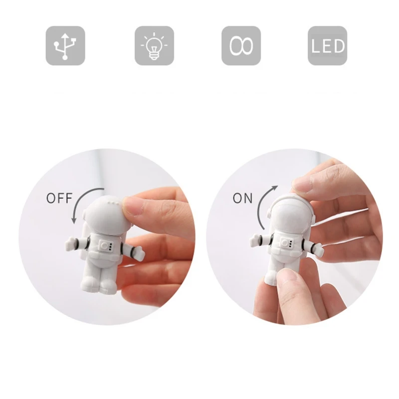 Creative Spaceman Astronaut ยืดหยุ่น LED USB Night Light สำหรับของเล่นเด็กสำหรับโน้ตบุ๊ค PC แล็ปท็อป
