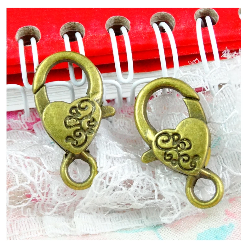 30pcs 15*26MM Antique Bronze Plated Charms Lobster clasp Zinc Alloy Key chains DIY Accessories