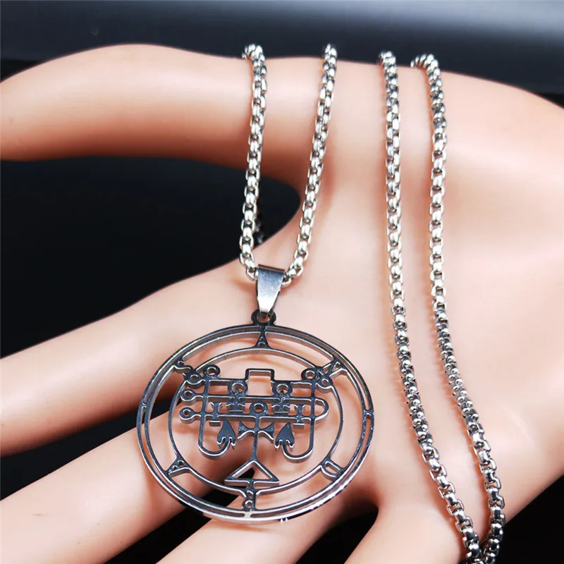2024 New Stainless Steel Demon Seal Necklace Silver Color Satan ANDRAS for Necklace Men/Women Jewelry collar mujer 1341 - Image 4