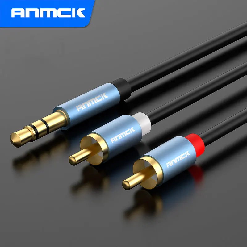 Anmck Audio RCA Cable Jack 3.5mm to 2 RCA Wire AUX Cables Adapter For  Computer Amplifiers TV Box Speaker Cord  8m 10m 15m 20m