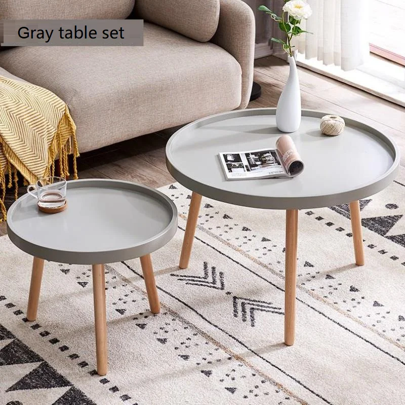 Solid wood modern side table small round tea table sets coffee tables indoor living room furniture