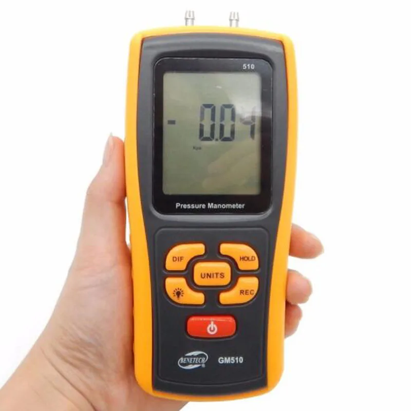 

Benetech GM510 Handheld Digital Manometer Differential Air Pressure Meter +/- 10kPa Electronic Pressure Gauge Tester Detector